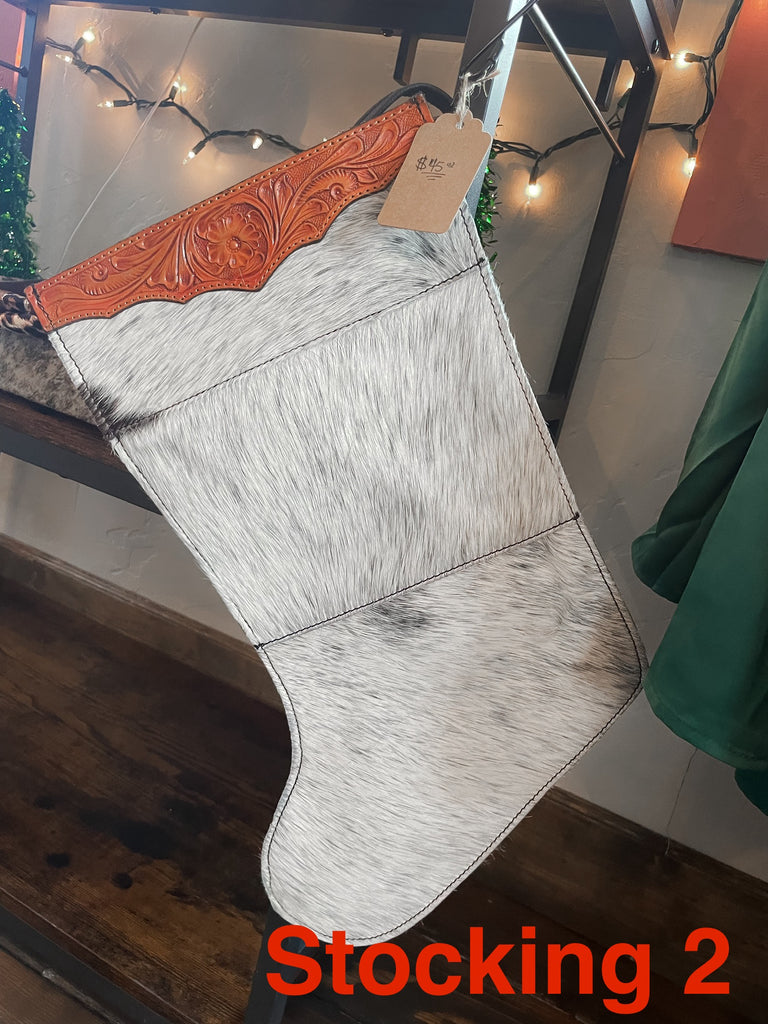 Cowhide Christmas Stockings