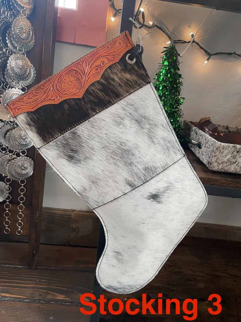 Cowhide Christmas Stockings