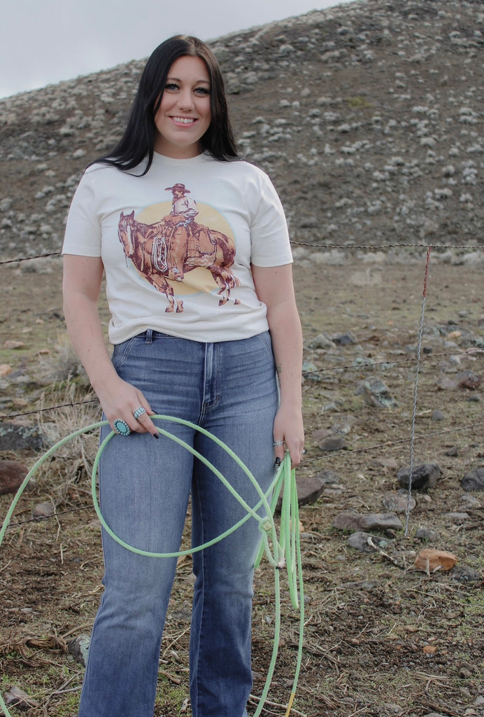Western Tee, Western T-Shirt, Cowboy Tee, Cowboy T-Shirt, White T-Shirt