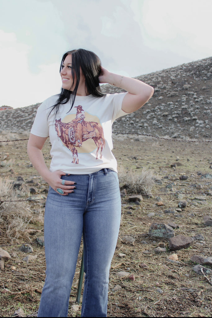 Western Tee, Western T-Shirt, Cowboy Tee, Cowboy T-Shirt, White T-Shirt